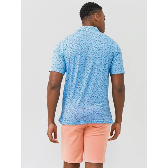 PETER MILLAR SEASIDE DRIRELEASE NATURAL TOUCH PARTY PARROTS POLO Blue Size Large - Picture 3 of 15